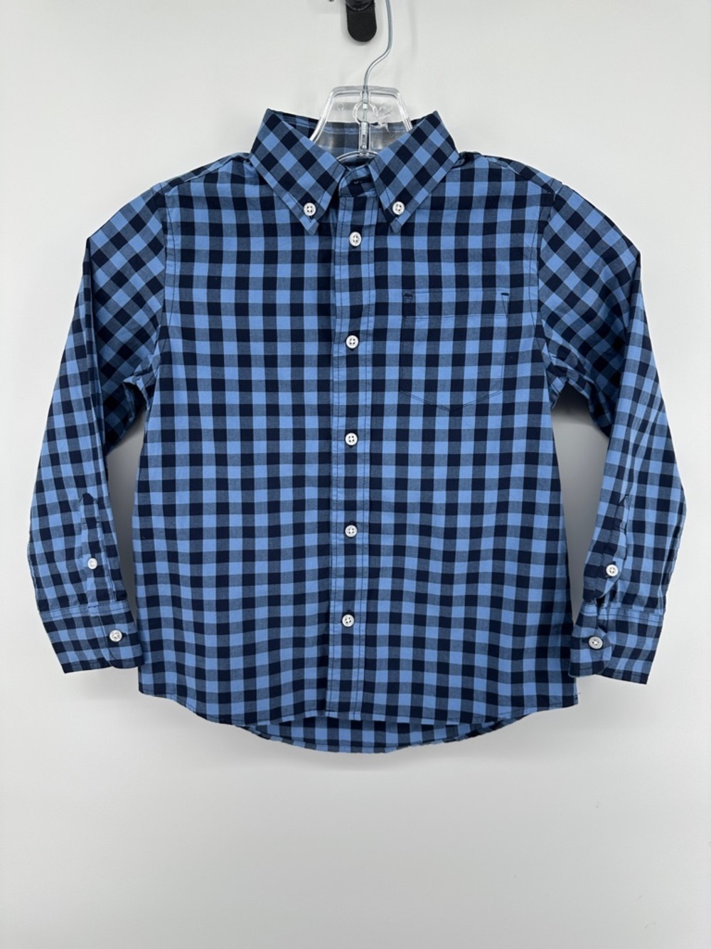 Crewcuts Classic Preppy‎ Navy/Light Blue Plaid Button Down Shirt Sz4-5B